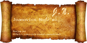 Joanovics Noémi névjegykártya